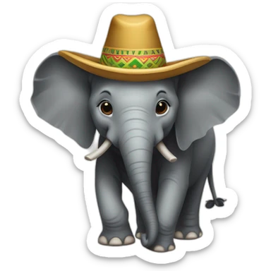 Borneo pygmy elephant wearing sombrero sticker