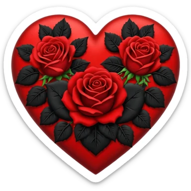 heart with black roses sticker