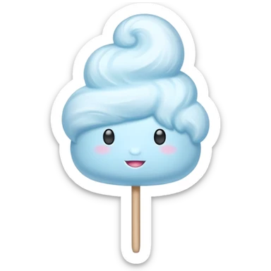 fluffy pastel blue cotton candy on a stick sticker
