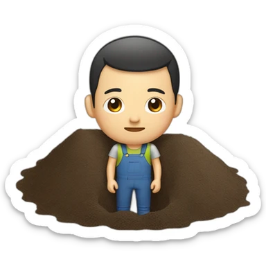taiwanese man so down bad he dug a hole in the ground and got stuck sticker