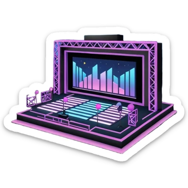 night electronic music festival stage from air sticker