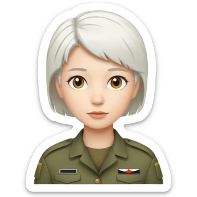 female soldier white hair style sticker