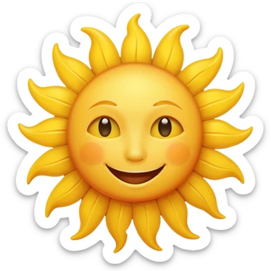 smiling sun emoji, simple and bright, no text sticker