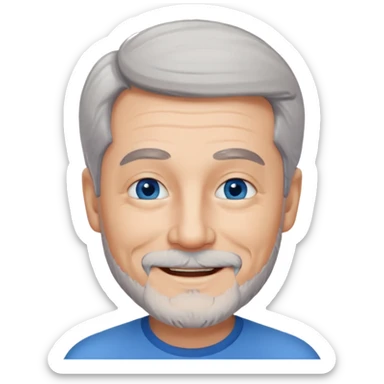 homme 60 ans cheveux gris en l'air petite barbe sourir sticker