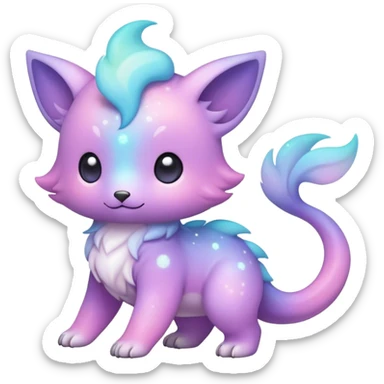 Cute adorable kawaii colorful pastel nebula fantasy animal hybrid Fakemon full body sticker