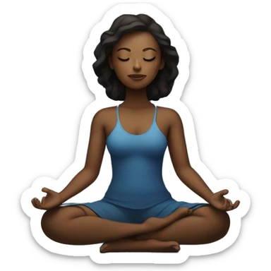 a meditating woman against the background of the starry sky sticker