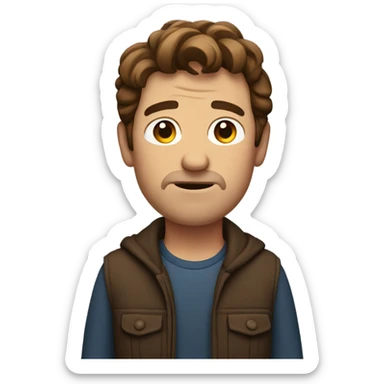 Brown haired man shrugging sticker