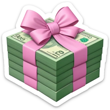 Forest Green Australian $100 notes stacked together and wrapped in a pink bow sticker
