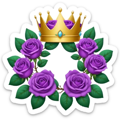 Purple rose with crown and a leaf wreath sticker
