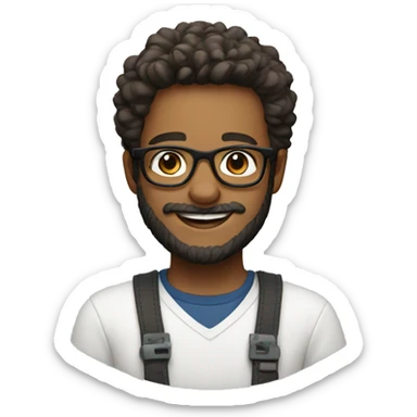 smiling boy with beard and glasses sticker