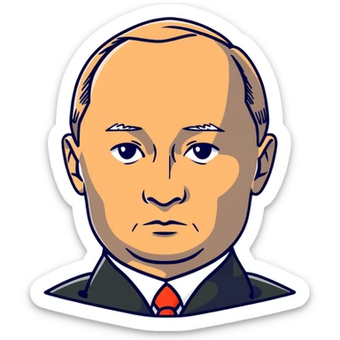 Vladimir Putin, Russian president, with serious face sticker