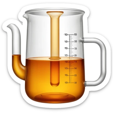 tea in a laboratory measuring cup sticker