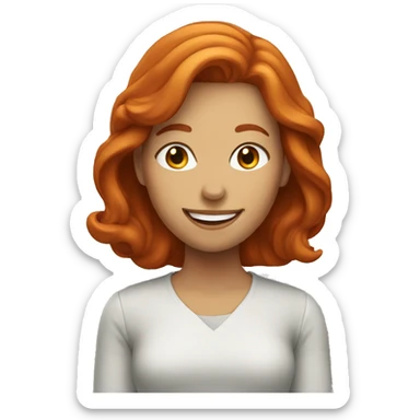 Redhead woman with smile sticker