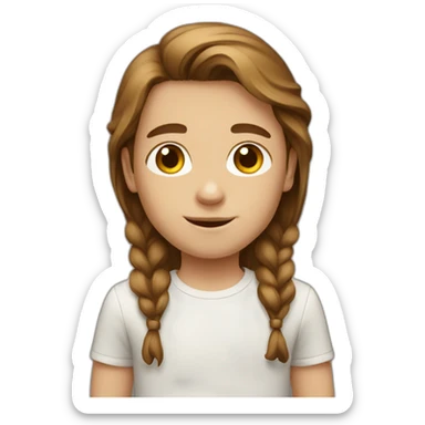 White child boy with brown half long hair brown sticker