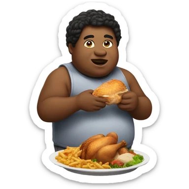 Big fat boy eating chicken sticker