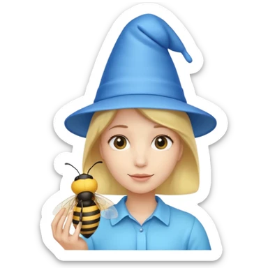 party blue hat bee sticker