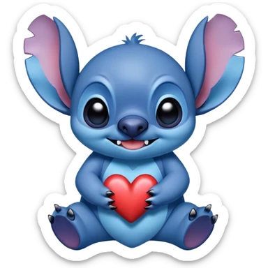 Stich con un corazón diciendo hola bombón sticker