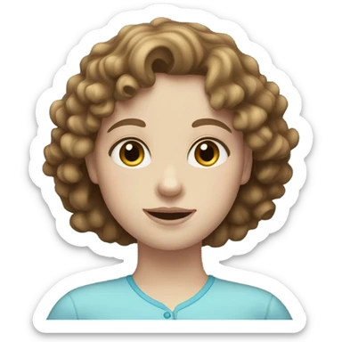 girl with pale skin, medium curly brown hair and blue eyes sticker