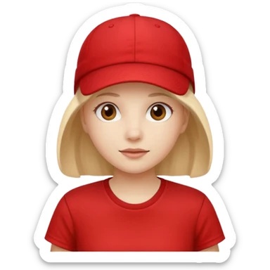 red tennis hat and red tshirt girl sticker