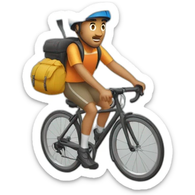 Ciclista de montaña con paraguas sticker