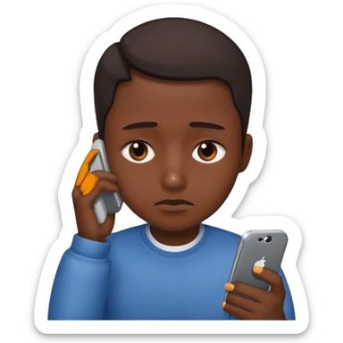 person with dark circles under eyes, tired and addicted looking at phone sticker