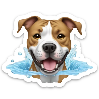 American Staffordshire Terrier with water flowing from his mouth sticker