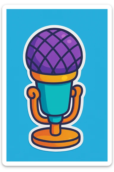 Make the microphone wireless, keep the cartoon style with playful colors and fun design. sticker