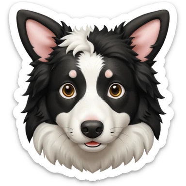 A black and white border collie has cow's horns. sticker