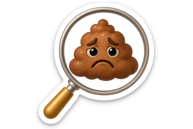 EMOJI STILE IPHONE DI una lente di ingrandimento che inquadra un cumulo di batteri intestinali tristi, IPERREALISTICO 4K sticker