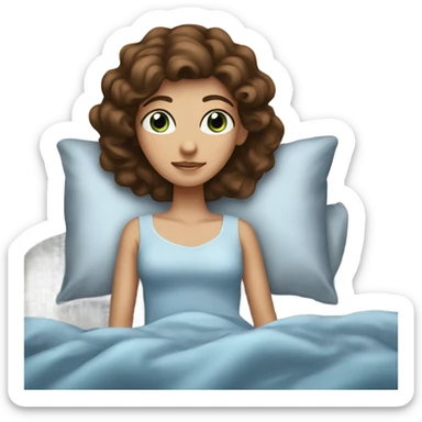 Brown haired blue eyed princess in bed sticker