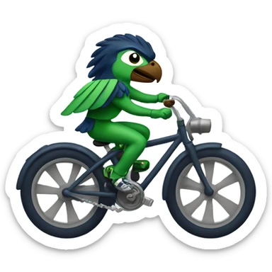 Seahawk riding a bike sticker