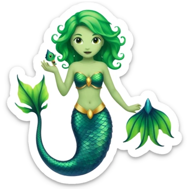 siren aesthetic tail green sticker