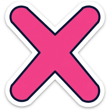 hot pink X mark, wrong symbol sticker