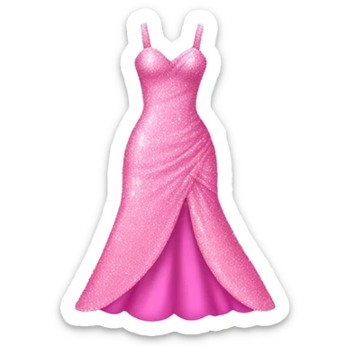 pink glittery prom dress sticker