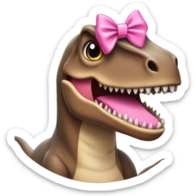 trex wearing a pink bow  sticker