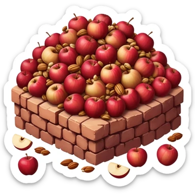 A bunch of charoset made with rotten apples, nuts and wine. It's color should resemble a brick sticker