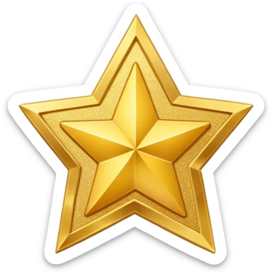 a glittery golden star-shaped medal with a soft cardboard texture sticker