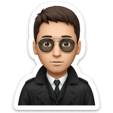 Lionel Messi in a black trench coat and sunglasses, Matrix style sticker