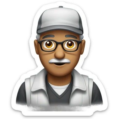 man latin grey mustache glasses cap sticker