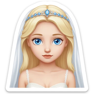 Blonde girl with blue eyes in a white wedding dress sticker