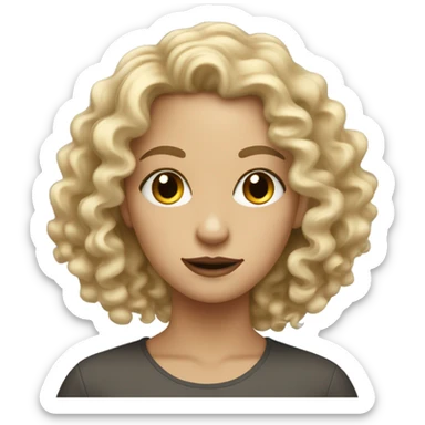 dirty blonde girl who does grpahic design and has very curly hair  sticker