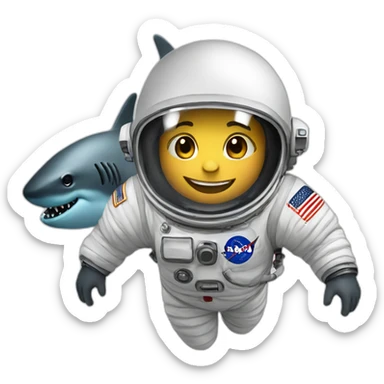Astronaut with helmet closed riding a shark sticker