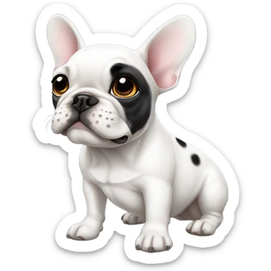 French bulldog white with black spot on right eye sticker