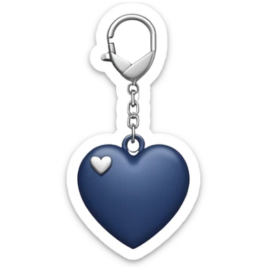Navy blue heart with silver chains charm keychain sticker