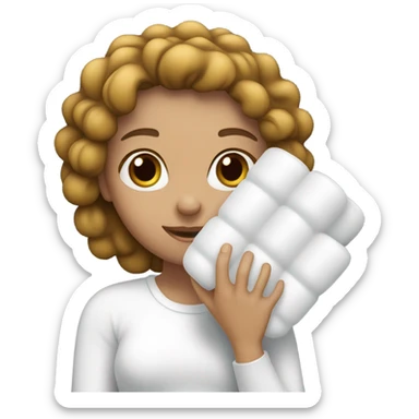 girl with white foam rubbe in hands sticker