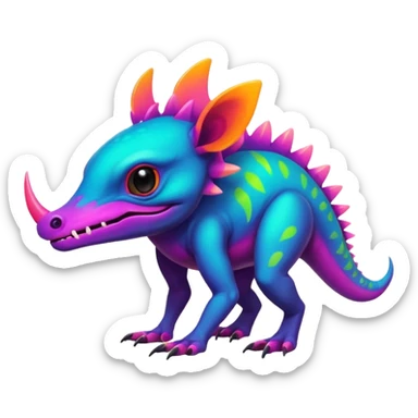 Dark vibrant pastel bright neon colorful edgy exotic painted Fakémon-Pokémon-Vernid-creature sticker