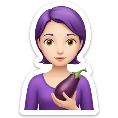 Girl holding an eggplant sticker
