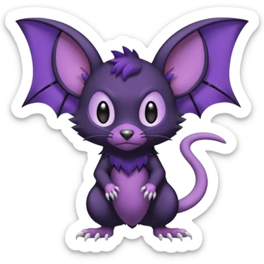 Rattata-Noibat-Purrloin-Fakemon-hybrid-creature (full body) sticker