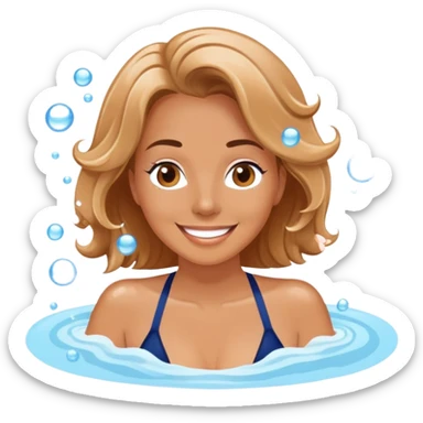 Happy woman enjoying hot tub with bubbles sticker