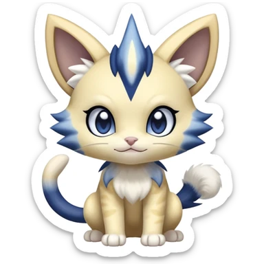 Shiny Cute Adorable Meowth-Shinx-Meowstic-Hybrid-Creature with pattern-markings sticker
